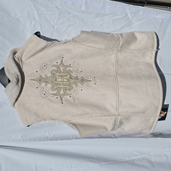 Harley Davidson NWT off-white vest with fur linning wm XL - Picture 7 of 8